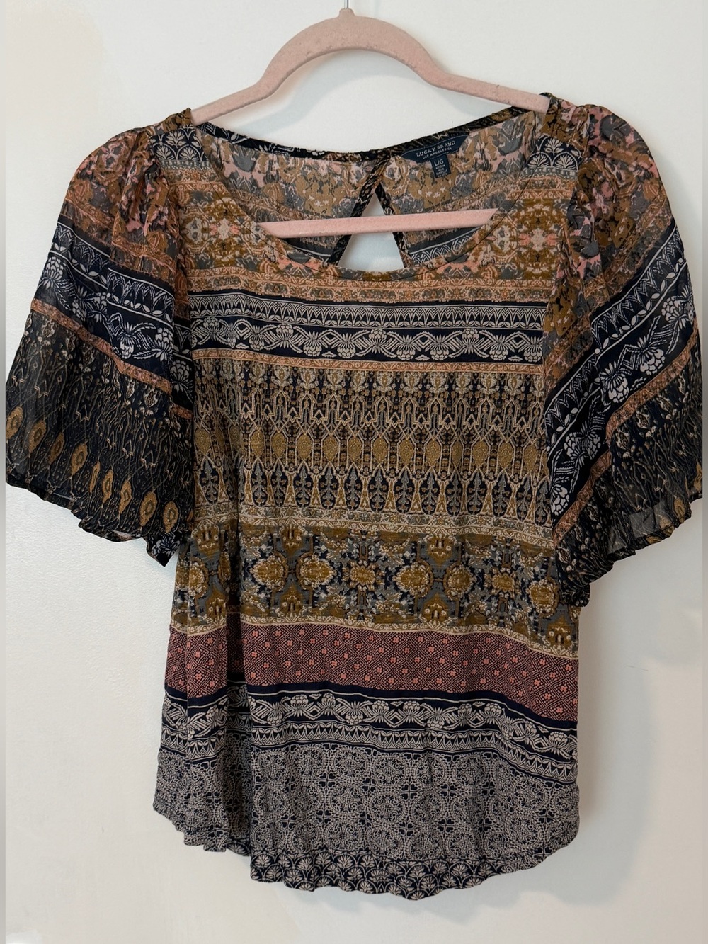 Lucky Brand bohemian mixed print blouse
